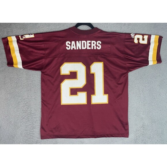 Vintage Adidas Jersey Deion Sanders #21 Washington Redskins Mens Red Medium NFL - Picture 1 of 11